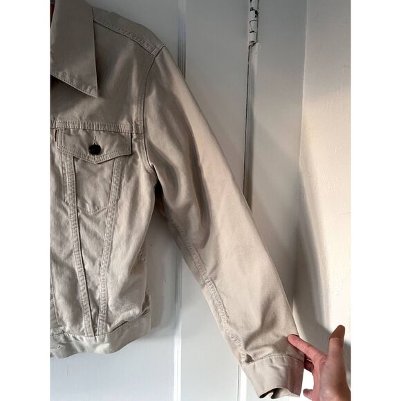 Levi Corduroy 941 Cream White Bedford 941 Trucker Jacket Big E Size 38 - Picture 5 of 9